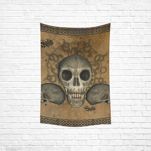 Awesome skull with celtic knot Cotton Linen Wall Tapestry 40"x 60"