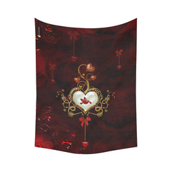Wonderful heart with dove Cotton Linen Wall Tapestry 60"x 80"