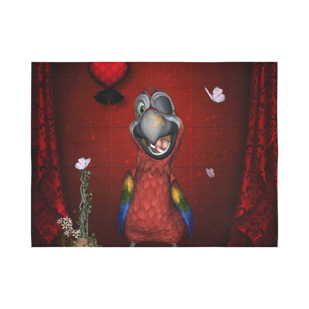 Funny, cute parrot Cotton Linen Wall Tapestry 80"x 60"