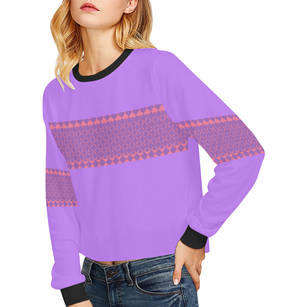 Middi Purple Crop Pullover Sweatshirts for Women (Model H20)