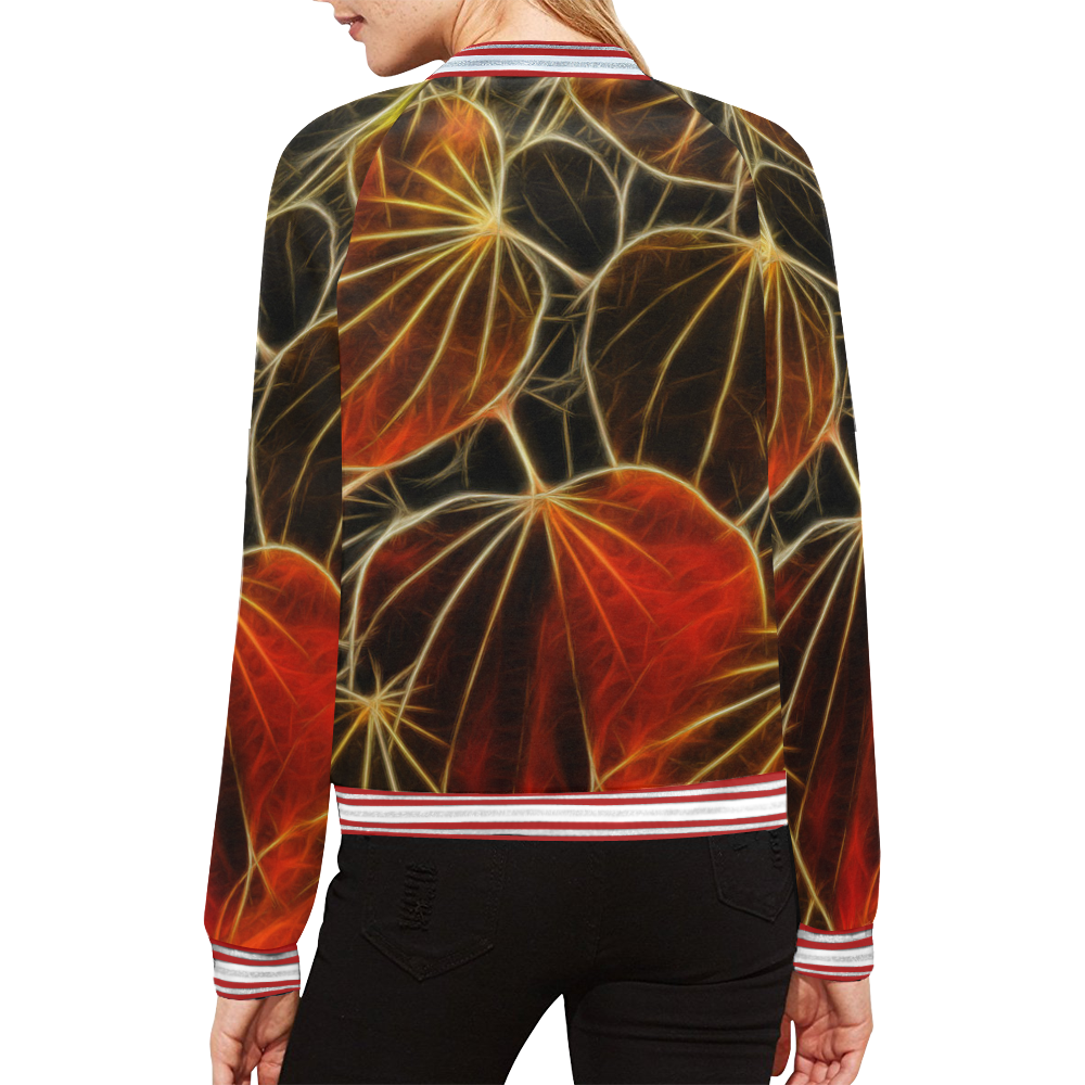 Foliage #9A All Over Print Bomber Jacket for Women (Model H21)