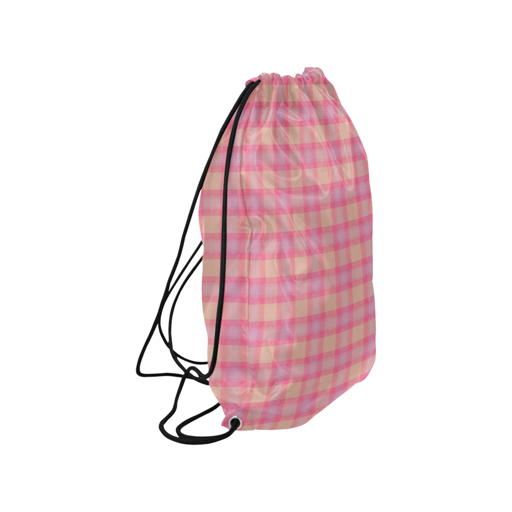 Pink Purple Plaid Small Drawstring Bag Model 1604 (Twin Sides) 11"(W) * 17.7"(H)