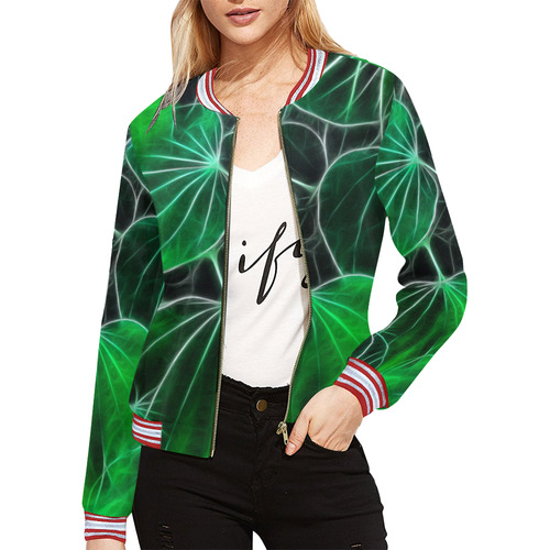 Foliage #9B All Over Print Bomber Jacket for Women (Model H21)