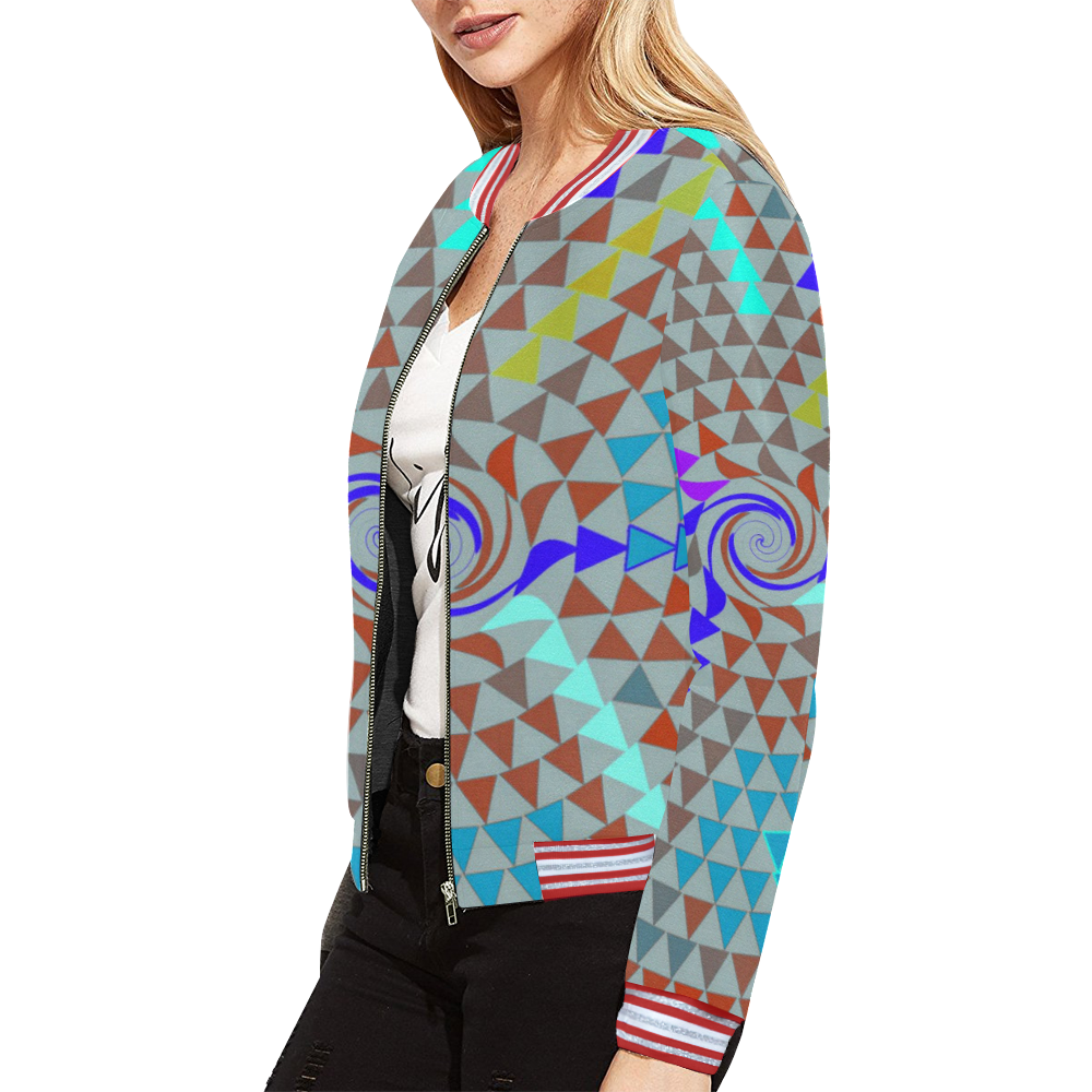 Abstract System by Artdream All Over Print Bomber Jacket for Women (Model H21)