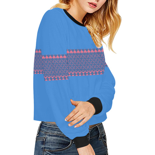 Middi Blue Crop Pullover Sweatshirts for Women (Model H20)
