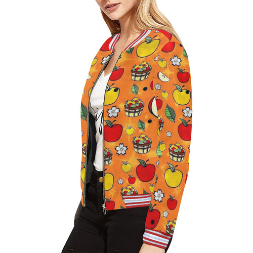 Apple Popart by Nico Bielow All Over Print Bomber Jacket for Women (Model H21)