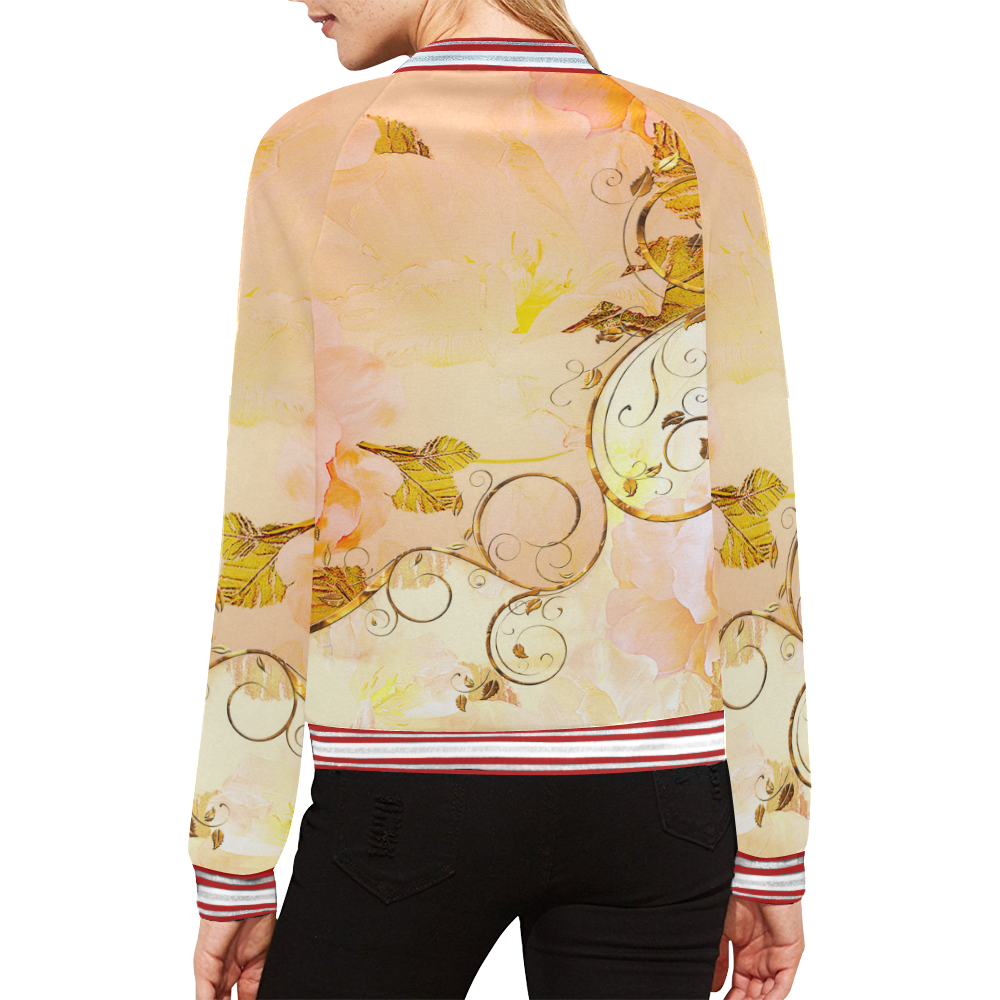 Beautiful flowers in soft colors All Over Print Bomber Jacket for Women (Model H21)