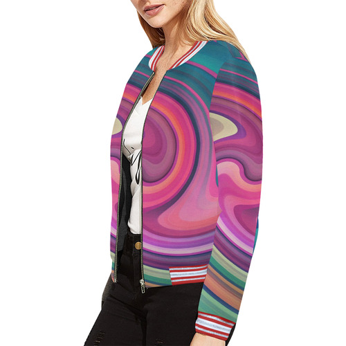 Wave by Artdream All Over Print Bomber Jacket for Women (Model H21)