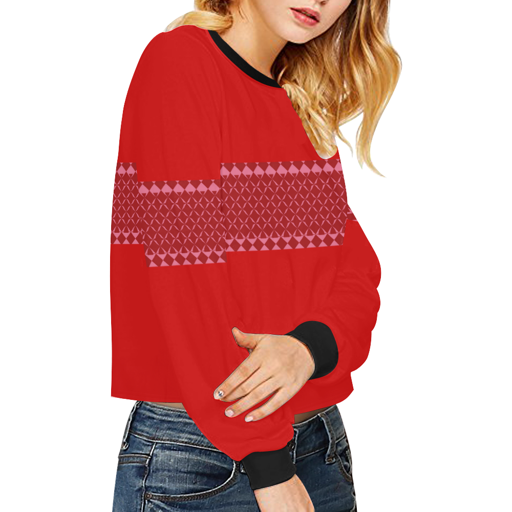 Middi Red Crop Pullover Sweatshirts for Women (Model H20)