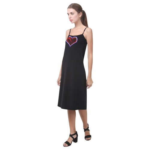"Sacred" Logo Black Slip-On Dress Alcestis Slip Dress (Model D05)