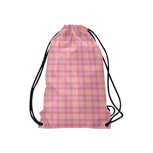 Pink Purple Plaid Small Drawstring Bag Model 1604 (Twin Sides) 11"(W) * 17.7"(H)