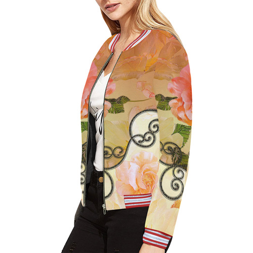 Beautiful flowers All Over Print Bomber Jacket for Women (Model H21)