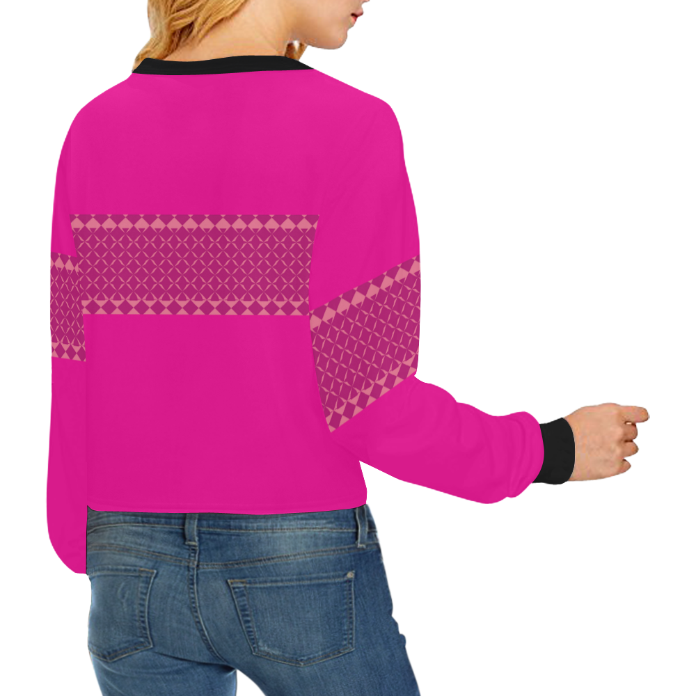 Middi Pink Crop Pullover Sweatshirts for Women (Model H20)