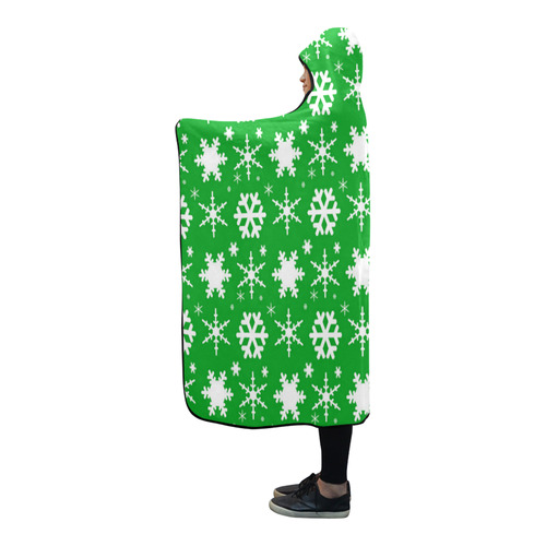 Snowflakes Green Hooded Blanket 80''x56''