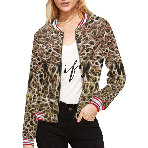 Misty Fur Coral All Over Print Bomber Jacket for Women (Model H21)