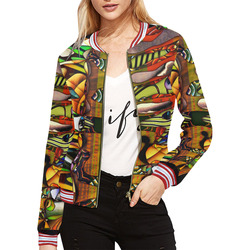 Mindworks Collage #6 All Over Print Bomber Jacket for Women (Model H21)
