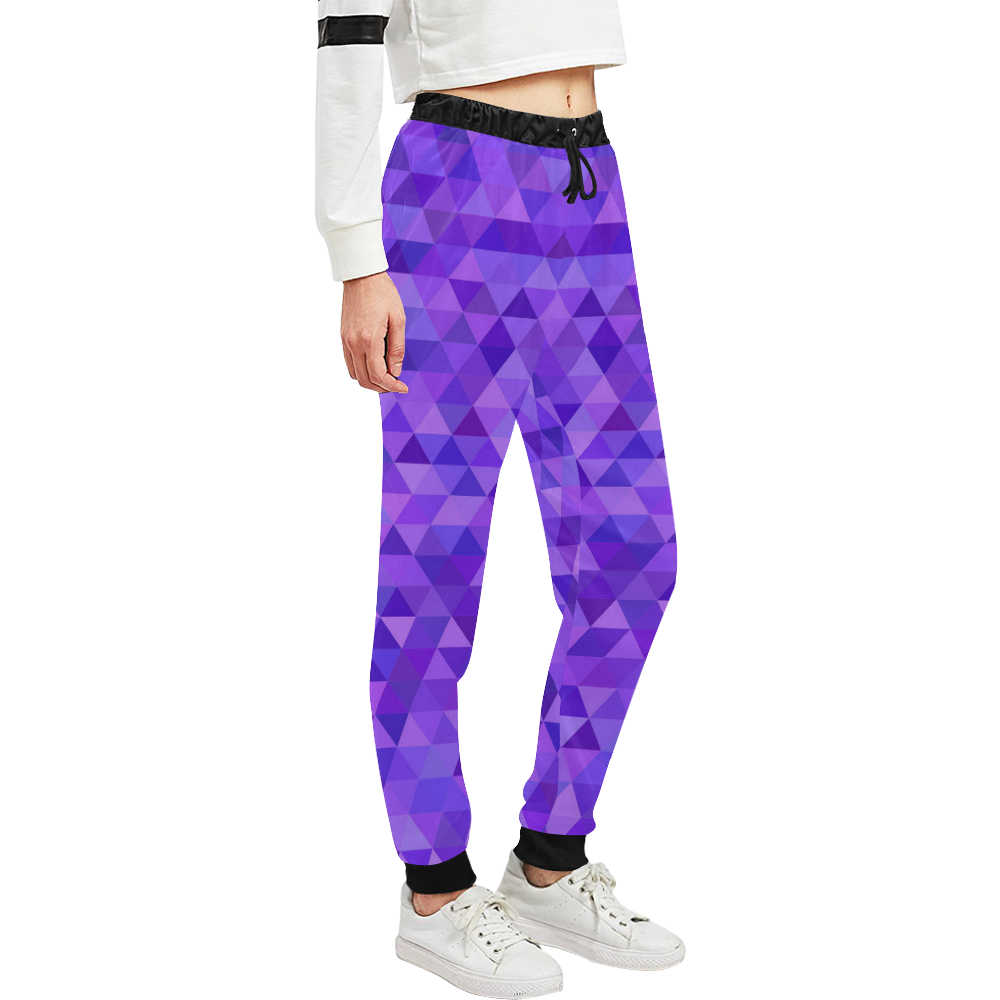 Purple Triangles Unisex All Over Print Sweatpants (Model L11)