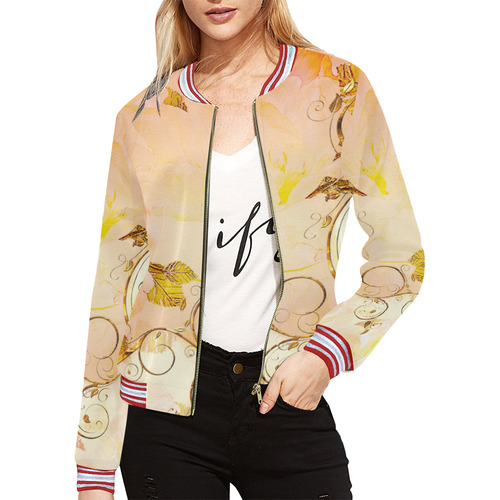 Beautiful flowers in soft colors All Over Print Bomber Jacket for Women (Model H21)