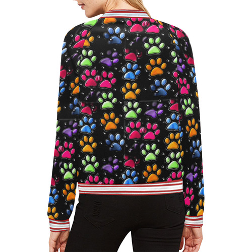 Paws Popart by Nico Bielow All Over Print Bomber Jacket for Women (Model H21)