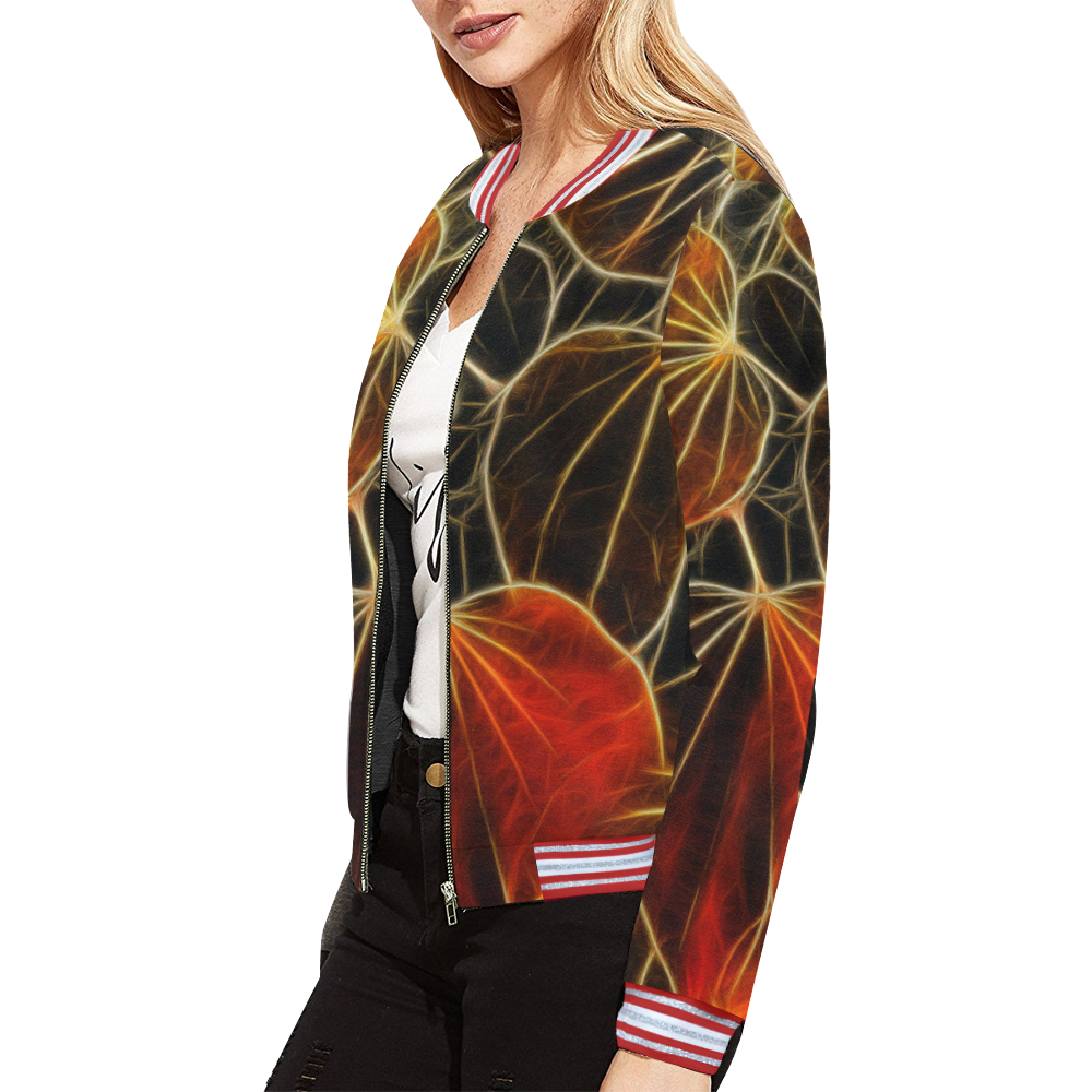 Foliage #9A All Over Print Bomber Jacket for Women (Model H21)