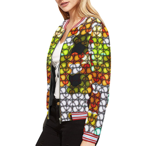 Blast-o-Blob #7B All Over Print Bomber Jacket for Women (Model H21)