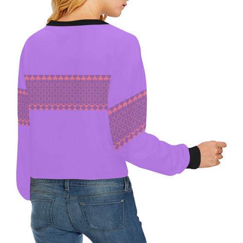 Middi Purple Crop Pullover Sweatshirts for Women (Model H20)