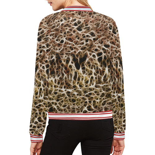 Misty Fur Coral All Over Print Bomber Jacket for Women (Model H21)