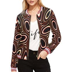 Blast-o-Blob #1 Red-Tint All Over Print Bomber Jacket for Women (Model H21)