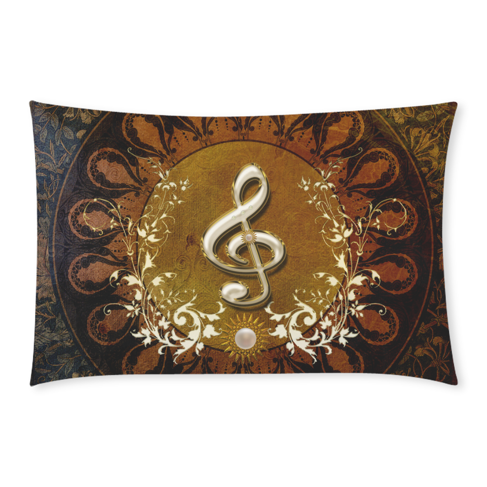 Music, decorative clef with floral elements 3-Piece Bedding Set