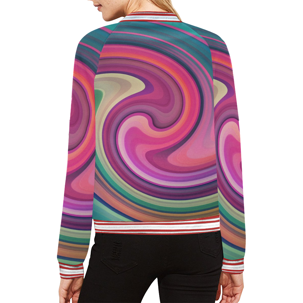 Wave by Artdream All Over Print Bomber Jacket for Women (Model H21)
