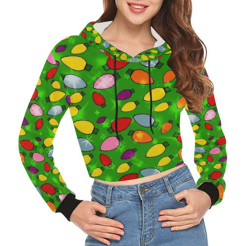 Bulb Popart by Nico Bielow All Over Print Crop Hoodie for Women (Model H22)