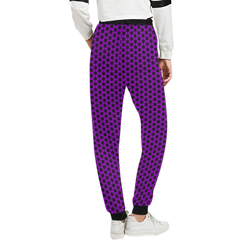Purple Star Lattice Unisex All Over Print Sweatpants (Model L11)
