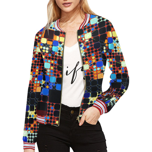 TechTile #7 All Over Print Bomber Jacket for Women (Model H21)