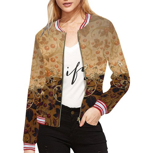 Wonderful decorative floral design All Over Print Bomber Jacket for Women (Model H21)