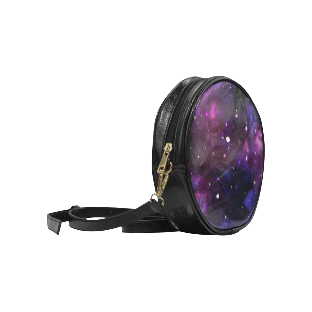Midnight Blue Purple Galaxy Round Sling Bag (Model 1647)