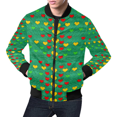 love is in all of us to give and show All Over Print Bomber Jacket for Men (Model H19)