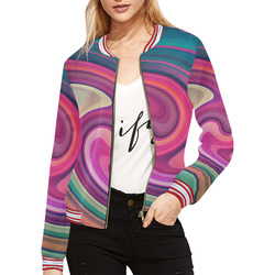 Wave by Artdream All Over Print Bomber Jacket for Women (Model H21)