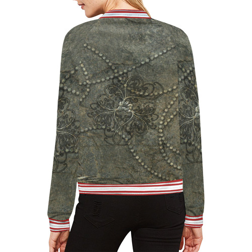 Floral design in stone optic All Over Print Bomber Jacket for Women (Model H21)