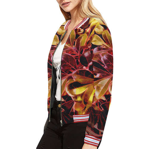 Foliage Patchwork #11 All Over Print Bomber Jacket for Women (Model H21)
