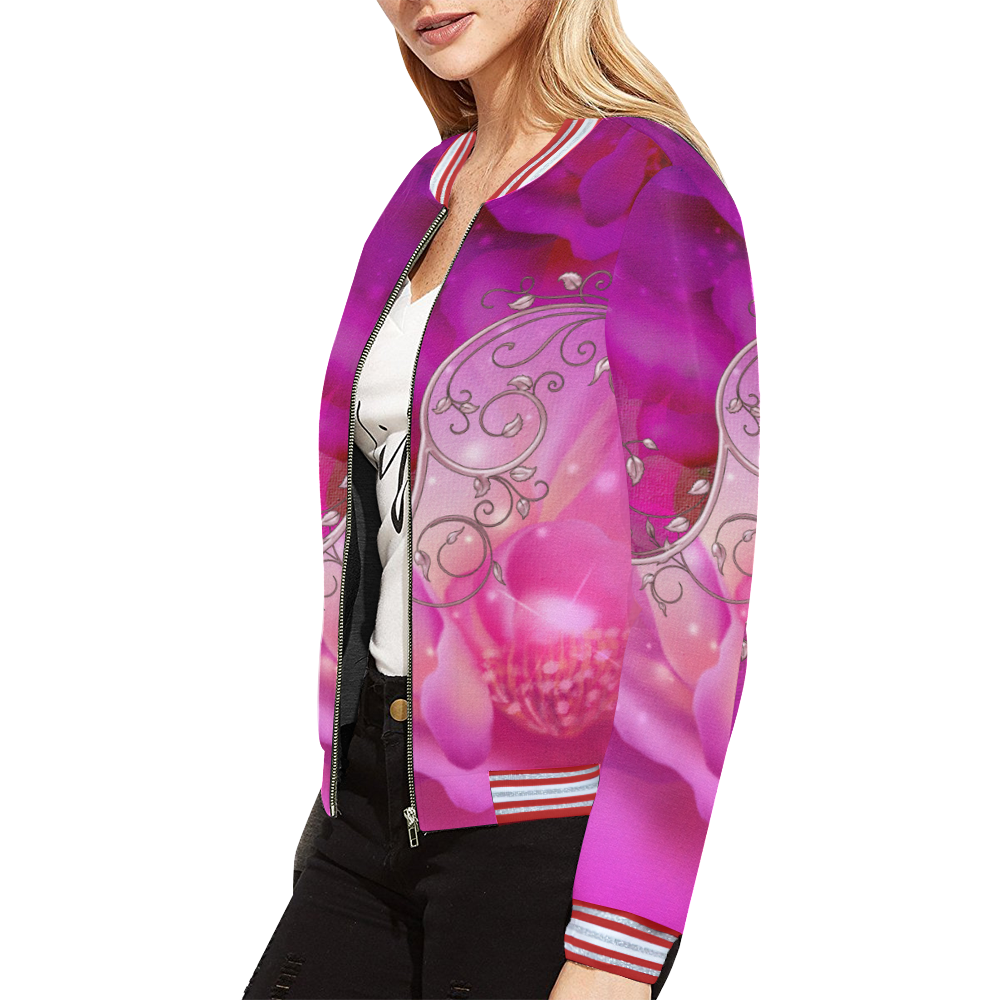 Wonderful floral design All Over Print Bomber Jacket for Women (Model H21)