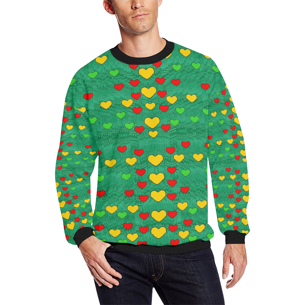 love is in all of us to give and show Men's Oversized Fleece Crew Sweatshirt/Large Size(Model H18)