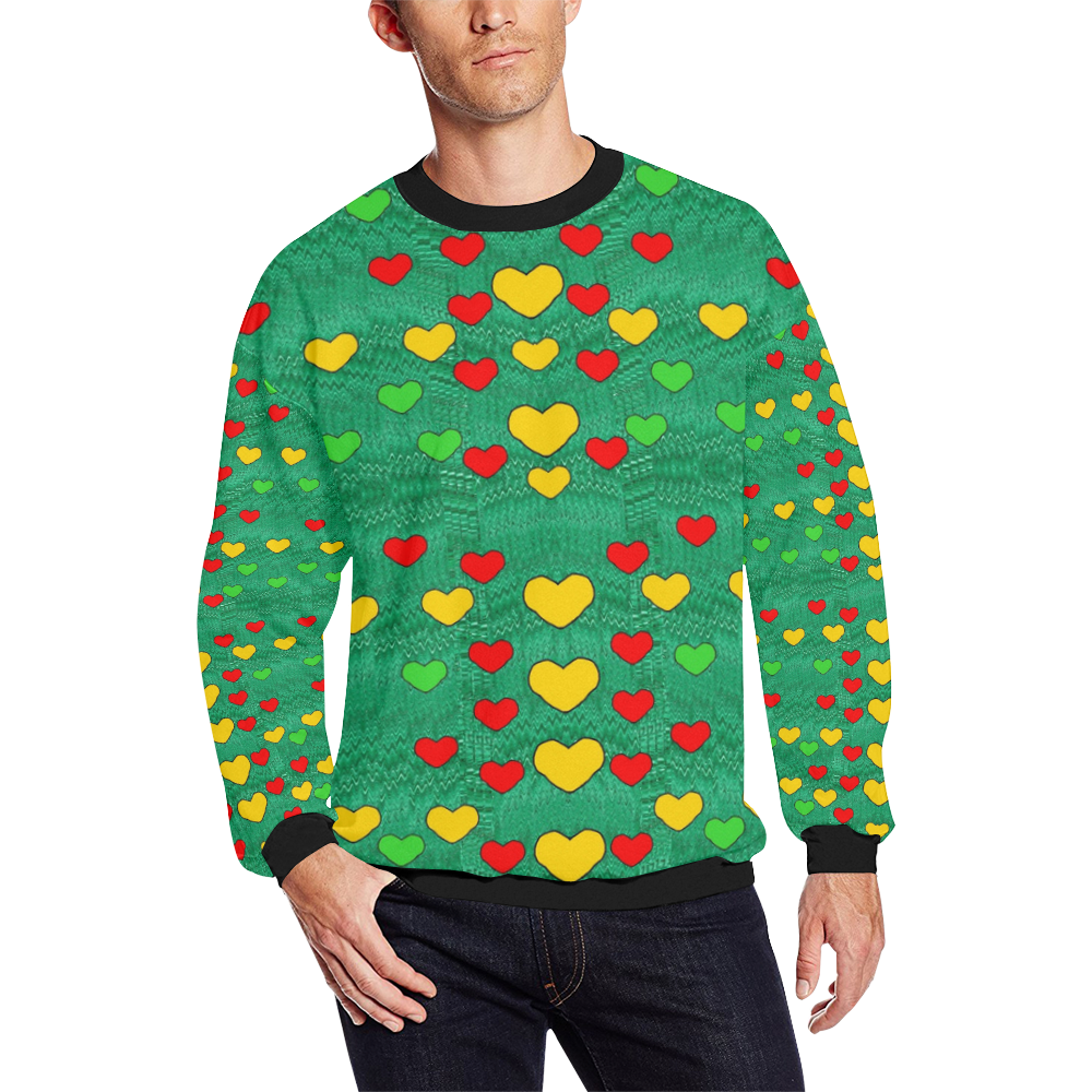 love is in all of us to give and show Men's Oversized Fleece Crew Sweatshirt (Model H18)