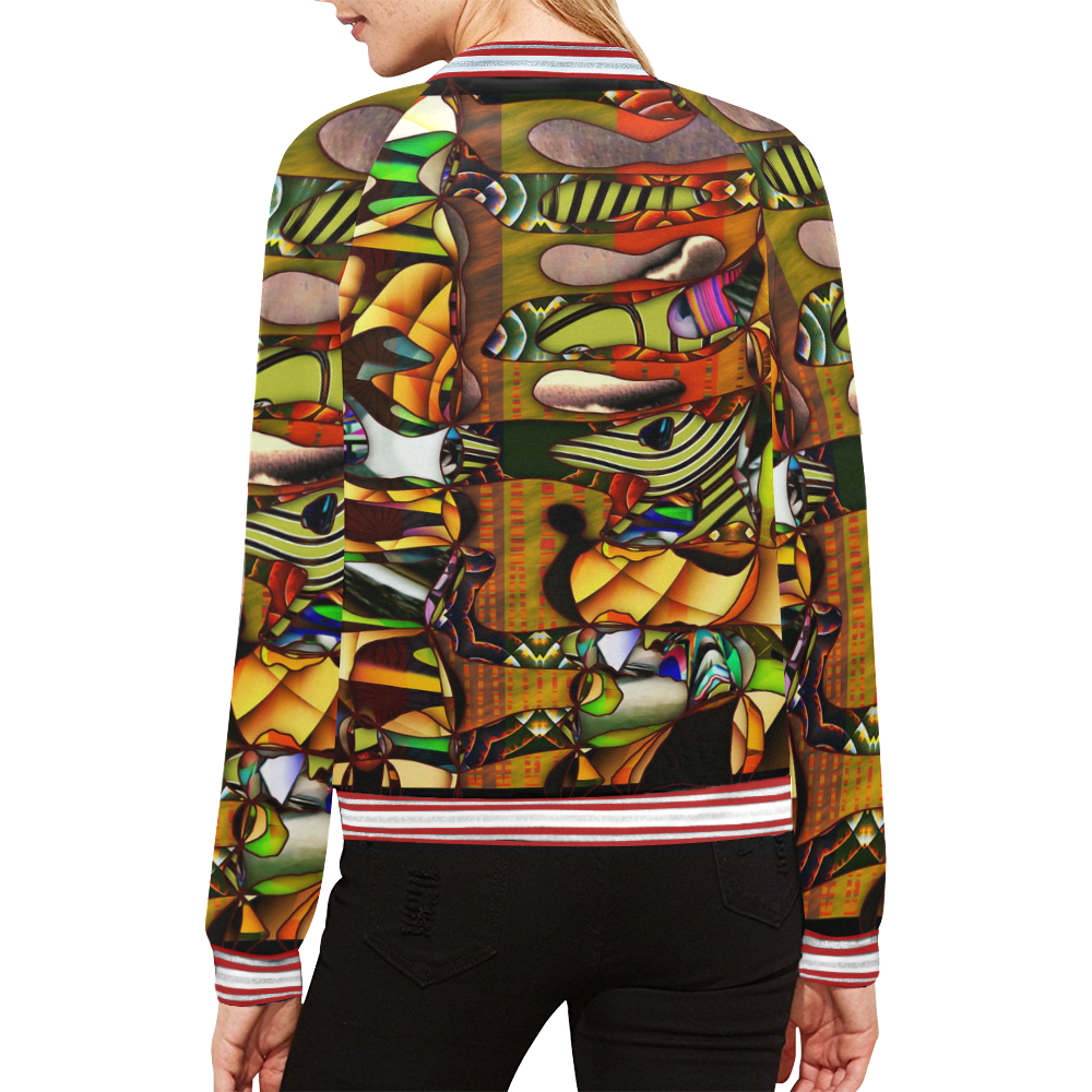 Mindworks Collage #6 All Over Print Bomber Jacket for Women (Model H21)