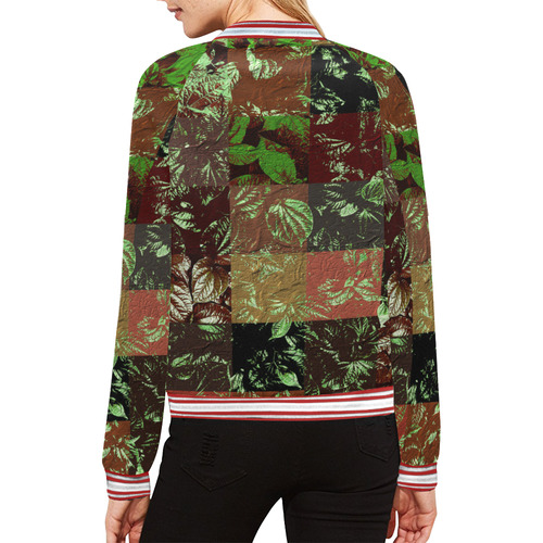Foliage Patchwork #4 All Over Print Bomber Jacket for Women (Model H21)