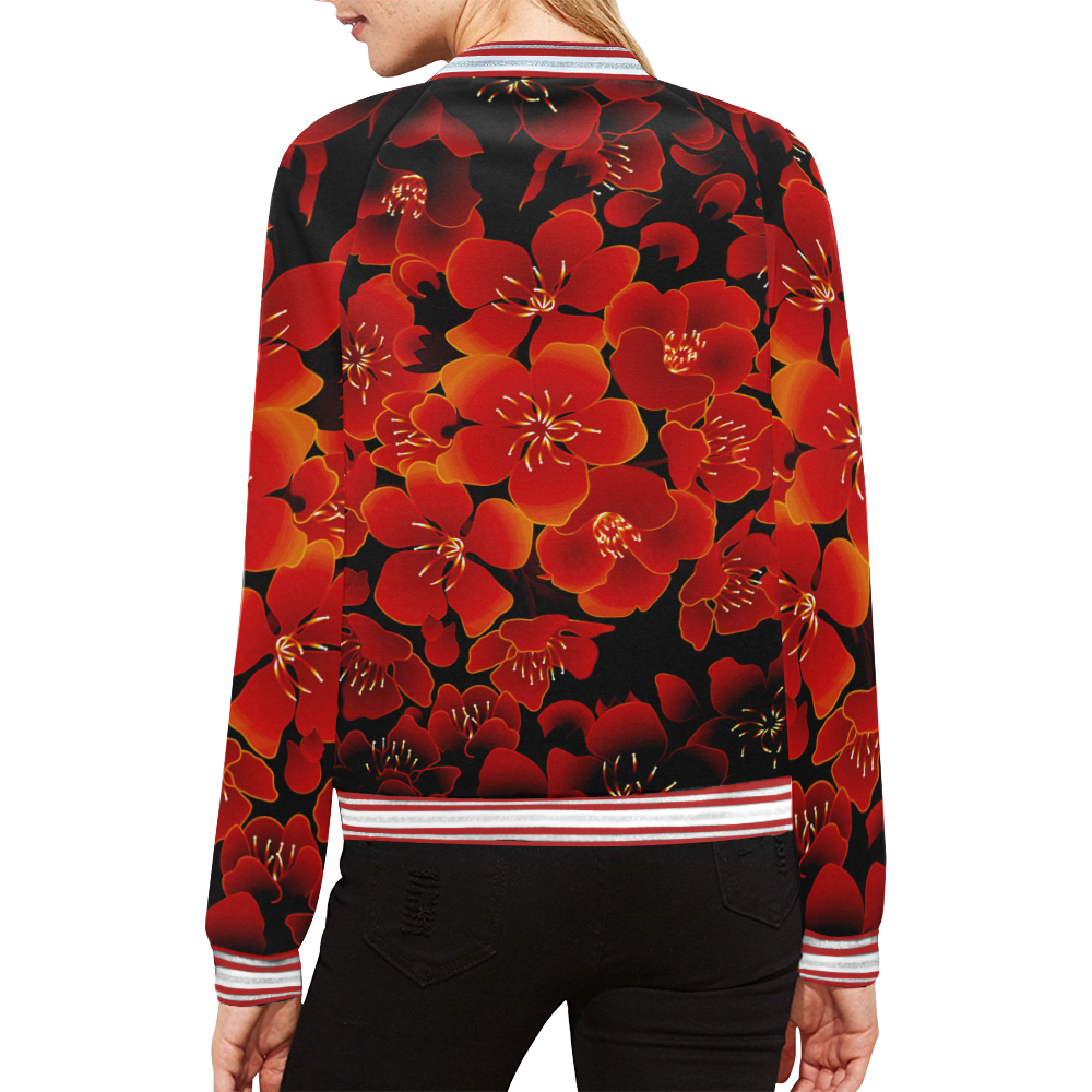 Wonderful flowers, charry blossom All Over Print Bomber Jacket for Women (Model H21)