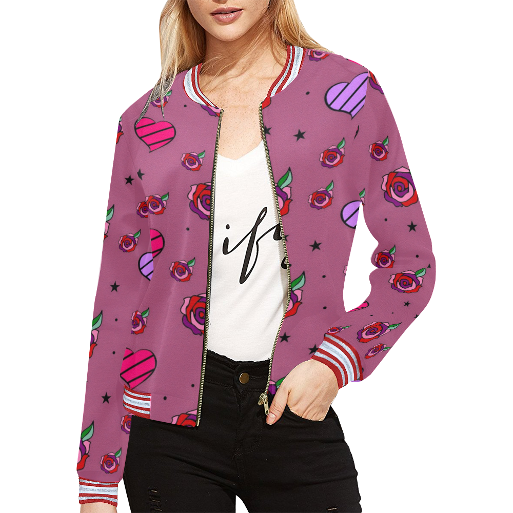 Love Popart by Nico Bielow All Over Print Bomber Jacket for Women (Model H21)