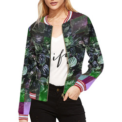 Foliage Patchwork #13 All Over Print Bomber Jacket for Women (Model H21)