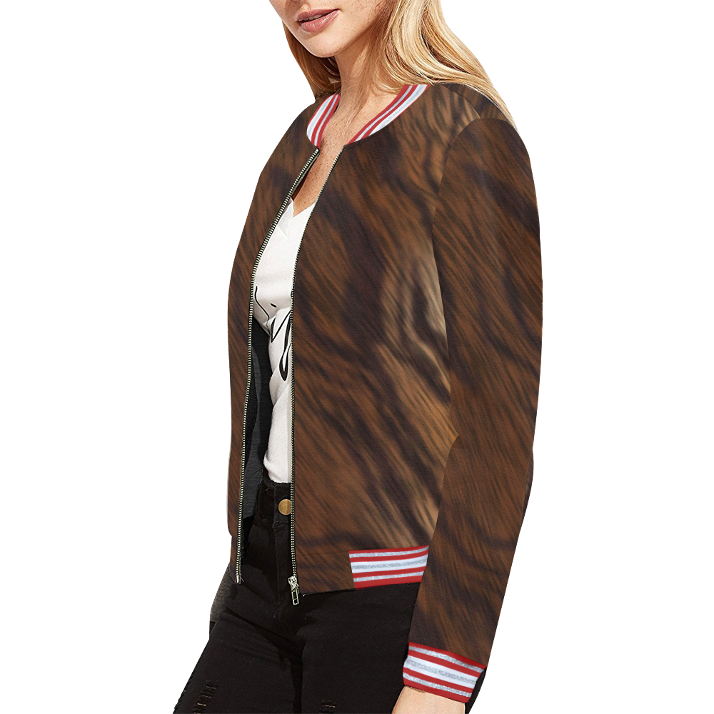 Animal Fur All Over Print Bomber Jacket for Women (Model H21)