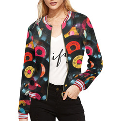 Vinyl by Artdream All Over Print Bomber Jacket for Women (Model H21)