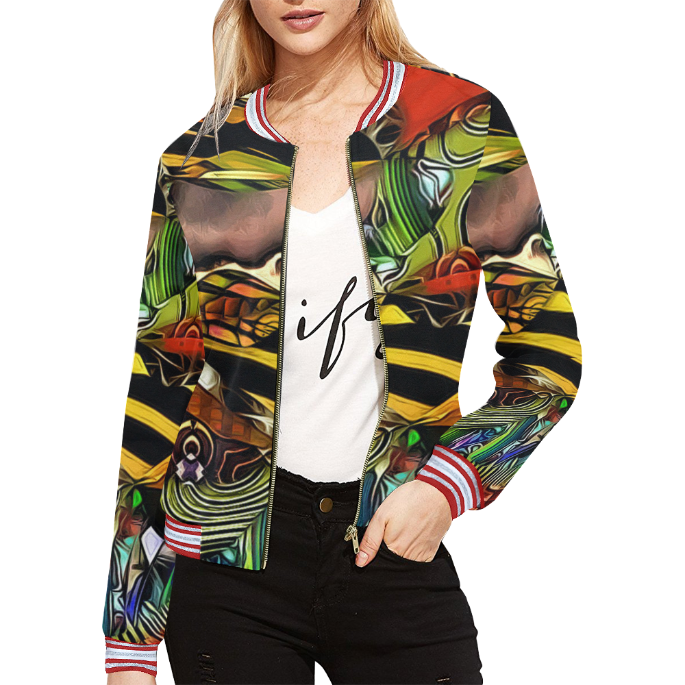 Mindworks Collage #7 All Over Print Bomber Jacket for Women (Model H21)